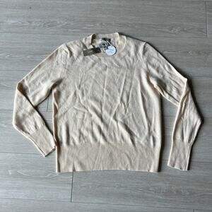 J Crew Cashmere Classic Fit Crewneck Sweater Womens Small Heather Natural Flaw